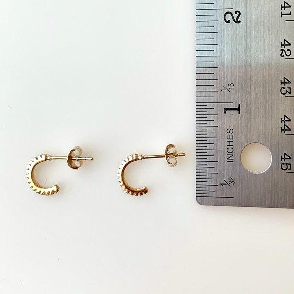 🇫🇷10mm 18K Gold CZ Pave Hoops Made in France - Picture 4 of 7